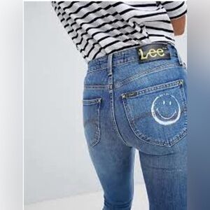 Lee X Smiley Collab Womens Jeans Size 25 Artsy Limited Collection Denim Unique